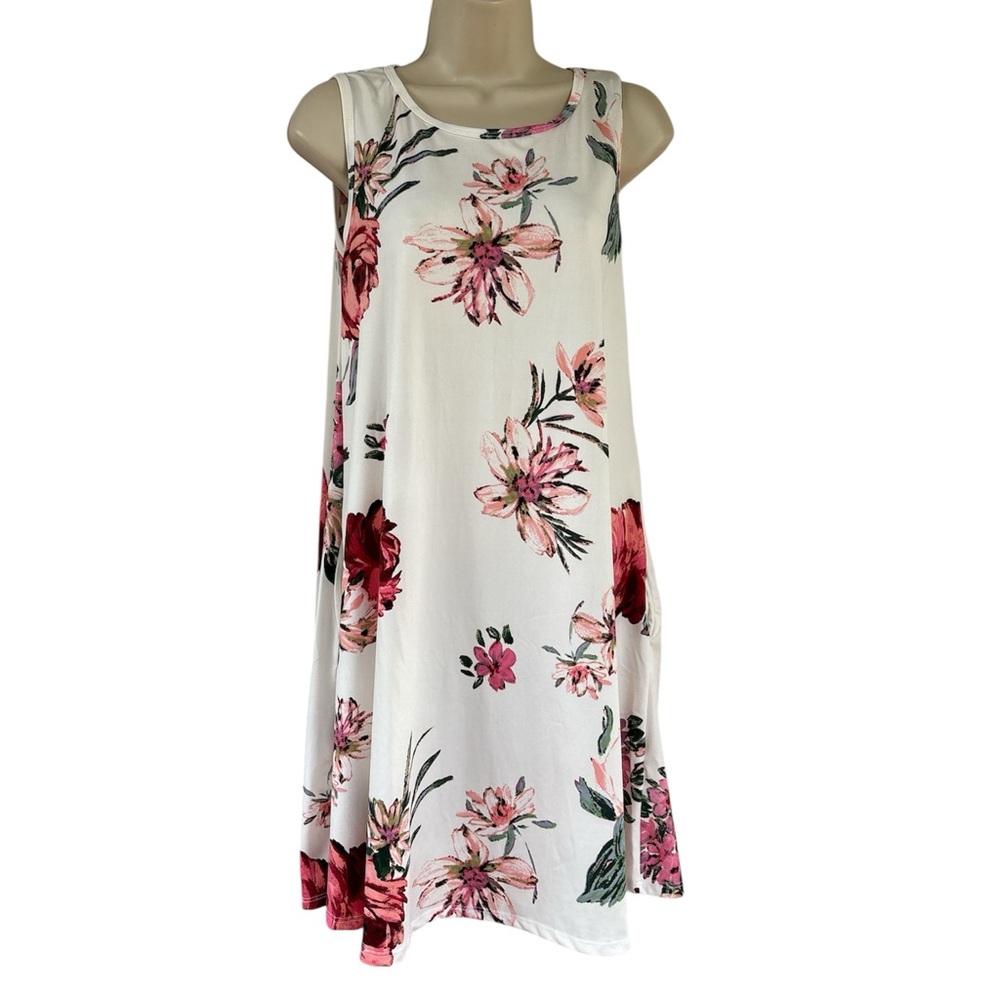 Nelly Aura Women's Floral Print Summer Sleeveless Tunic Dress w/Pockets Size S